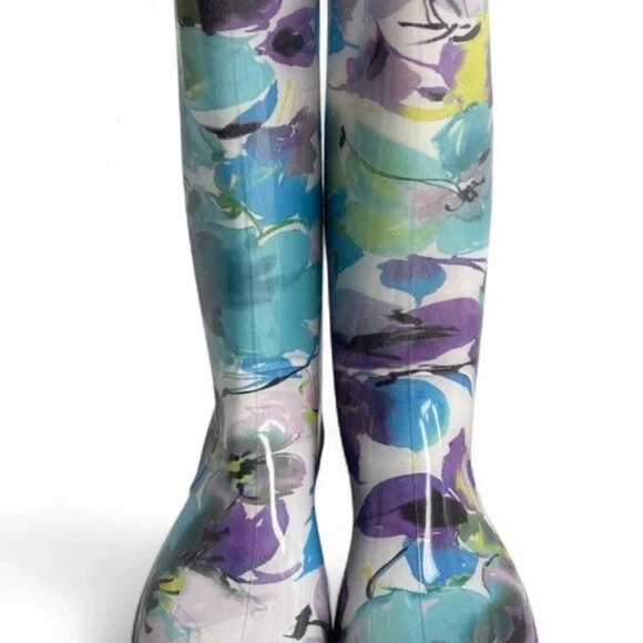 New George Made In Canada Floral Garden Rain Waterproof Boots Women's 9 - Picture 4 of 10